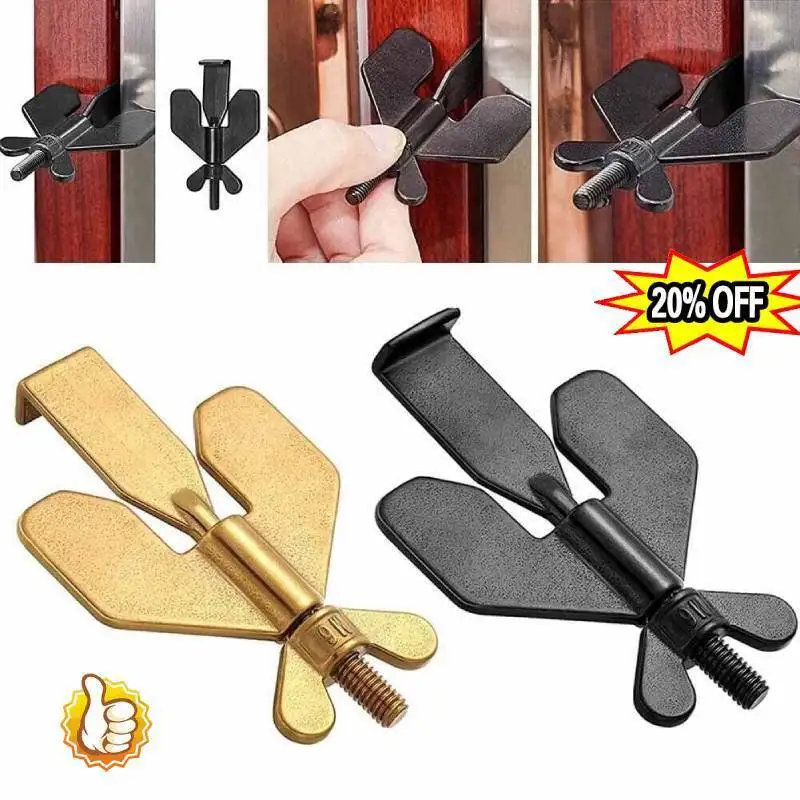 1 Pc Door Lock Anti-Theft Door Stopper Safety Device Portable Security Lock Gold/black For Travel Trip Home Hotel Supplies