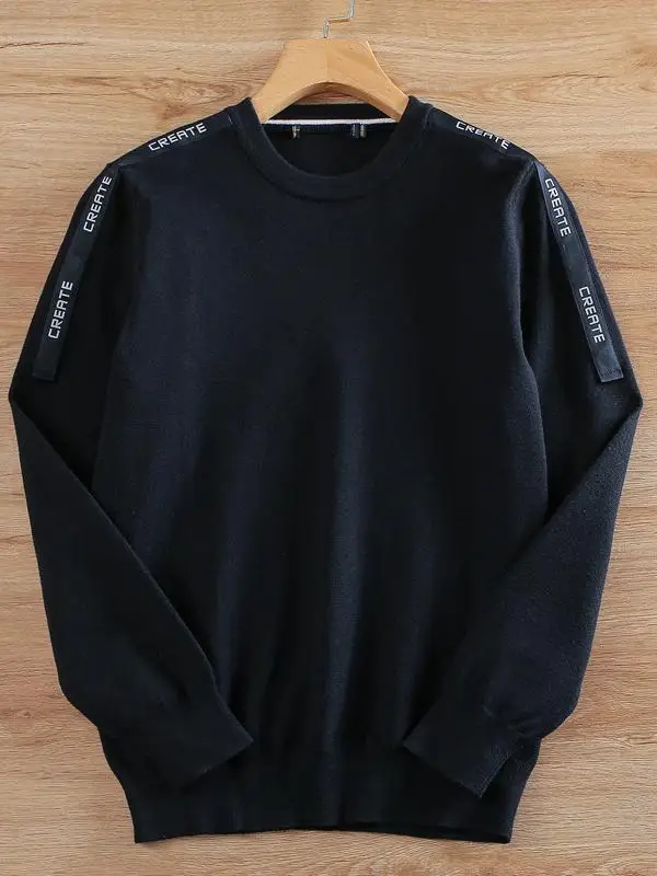 

Bla Knitted Sweater Men's Spring Autumn Winter Thin Casual round Ne Youth Faion Trend Overhead Base irt