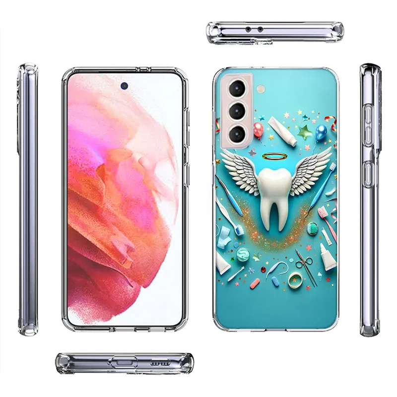 Dentist Tooth Pattern Phone Case For Samsung A04 A04S A15 A25 A35 A55 A05S Note 20 Ultra 10 Lite 9 8 M32 M30S M21 M31 M51 M52 M1