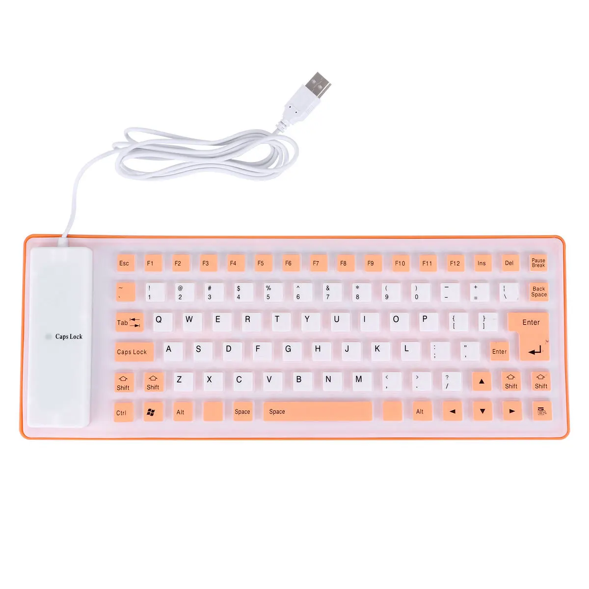 

85 Keys Silicone Keyboard Roll Up Waterproof Silent Flexible External Keyboard for Computer Orange Foldable Design
