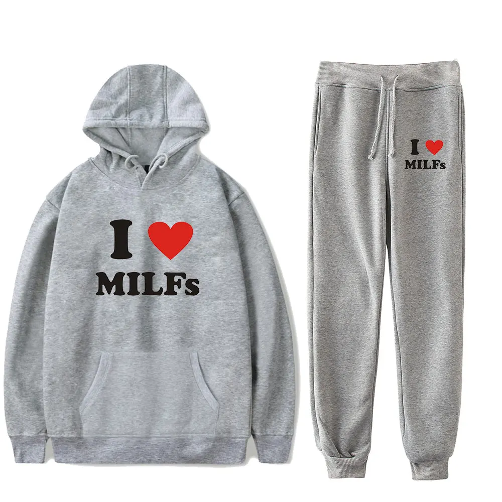 

Classic Mother's Day I Love MILFs Print Sweatshirt Sweatpants Suit Women's Hoodies+Trousers Suit Girls 2 Piece Set Clothes