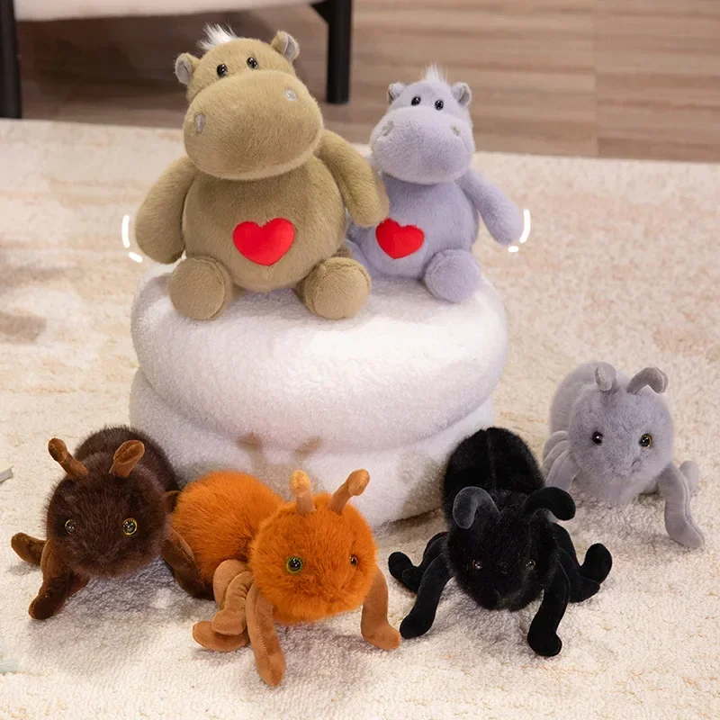 Adorable Hippo Cartoon Ant Stuffed Toys Soft Huggable Animal Pillow Playful Safe Material Holiday Decor Lovely Gift for All Ages
