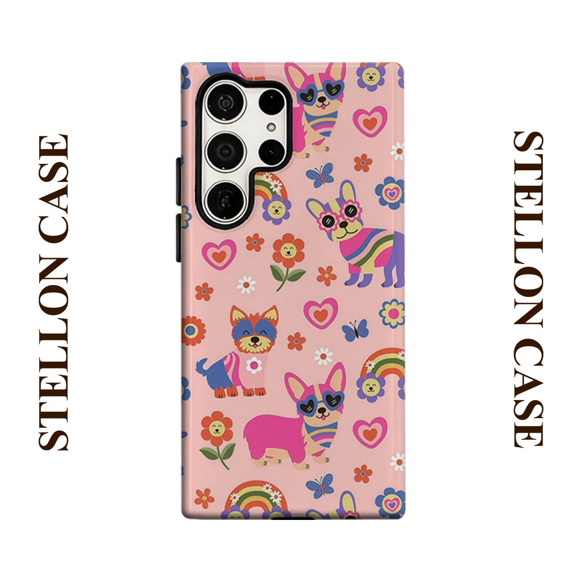 Corgi Floral Phone Case for Samsung Galaxy S26 S25 Ultra S24 S23 Ultra Plus Glossy Double-layer Back Cover