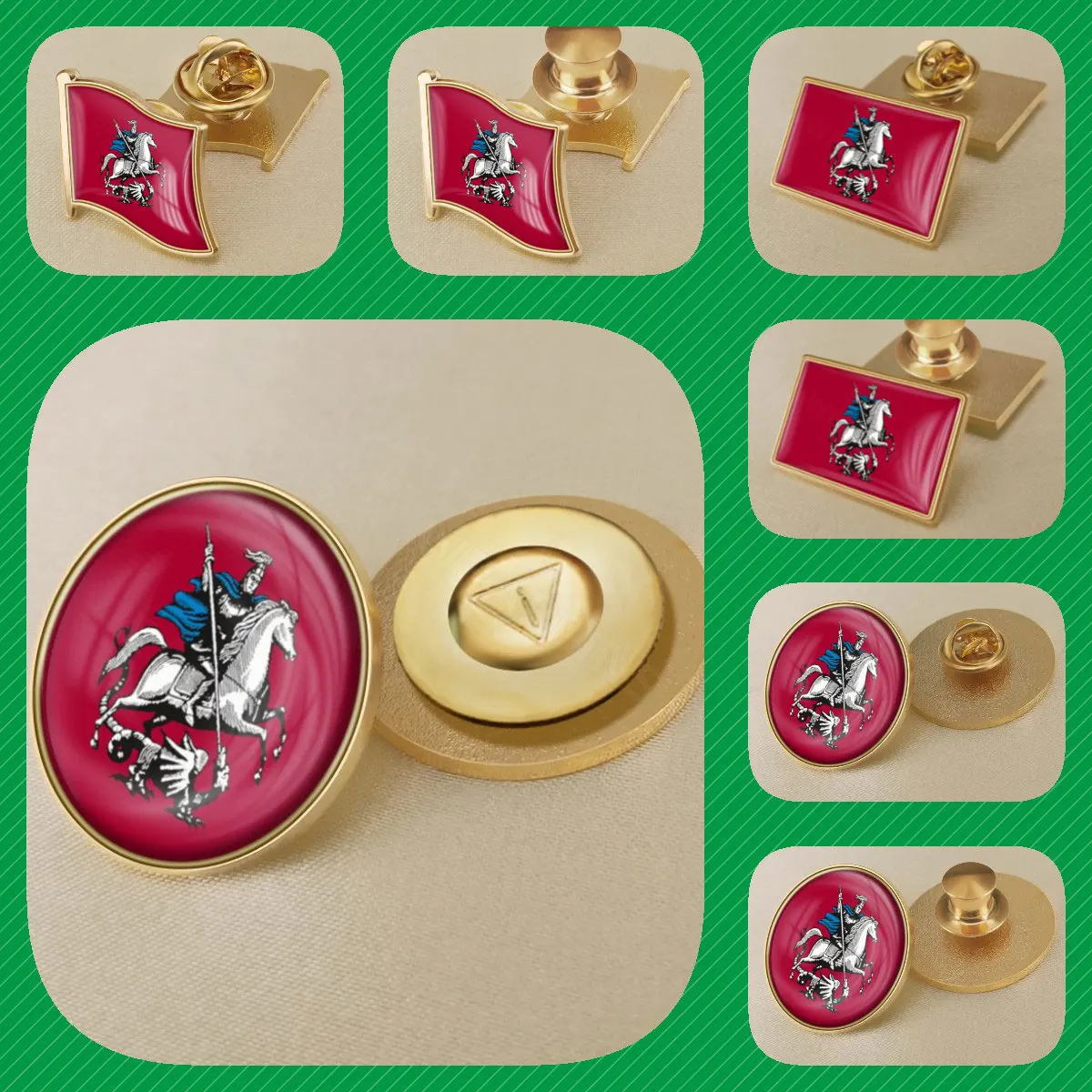 Coat of Arms of Moscow of Russian Federation Flag Lapel Pins Broochs Badges