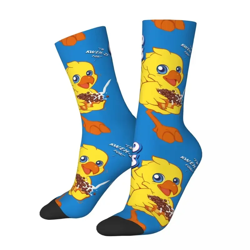 Happy Funny Men's Compression Socks Kwehzy Choco Puffs Retro Harajuku Final Fantasy Chocobo Game Hip Hop Casual Crew Sock