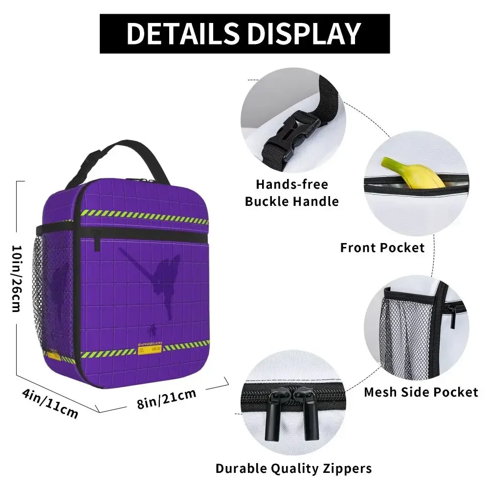 Lunch Boxes Anime EVA-01 Ikari Shinji Mecha Merch Neon Genesis Cartoon Lunch Food Box Harajuku Thermal Cooler Bento Box For Work
