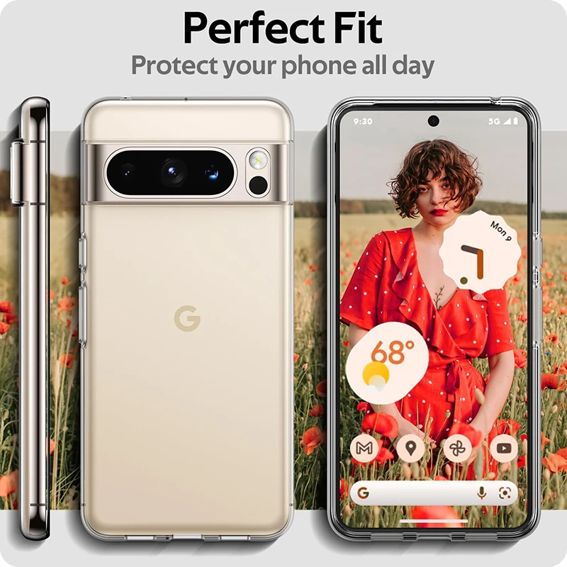 Original Clear Silicone Case For Google Pixel 8 Pro Case For Pixel 8 Pro 7A 7 Pro 6 6A 7A Shockproof Ultra Thin Back Cover Funda