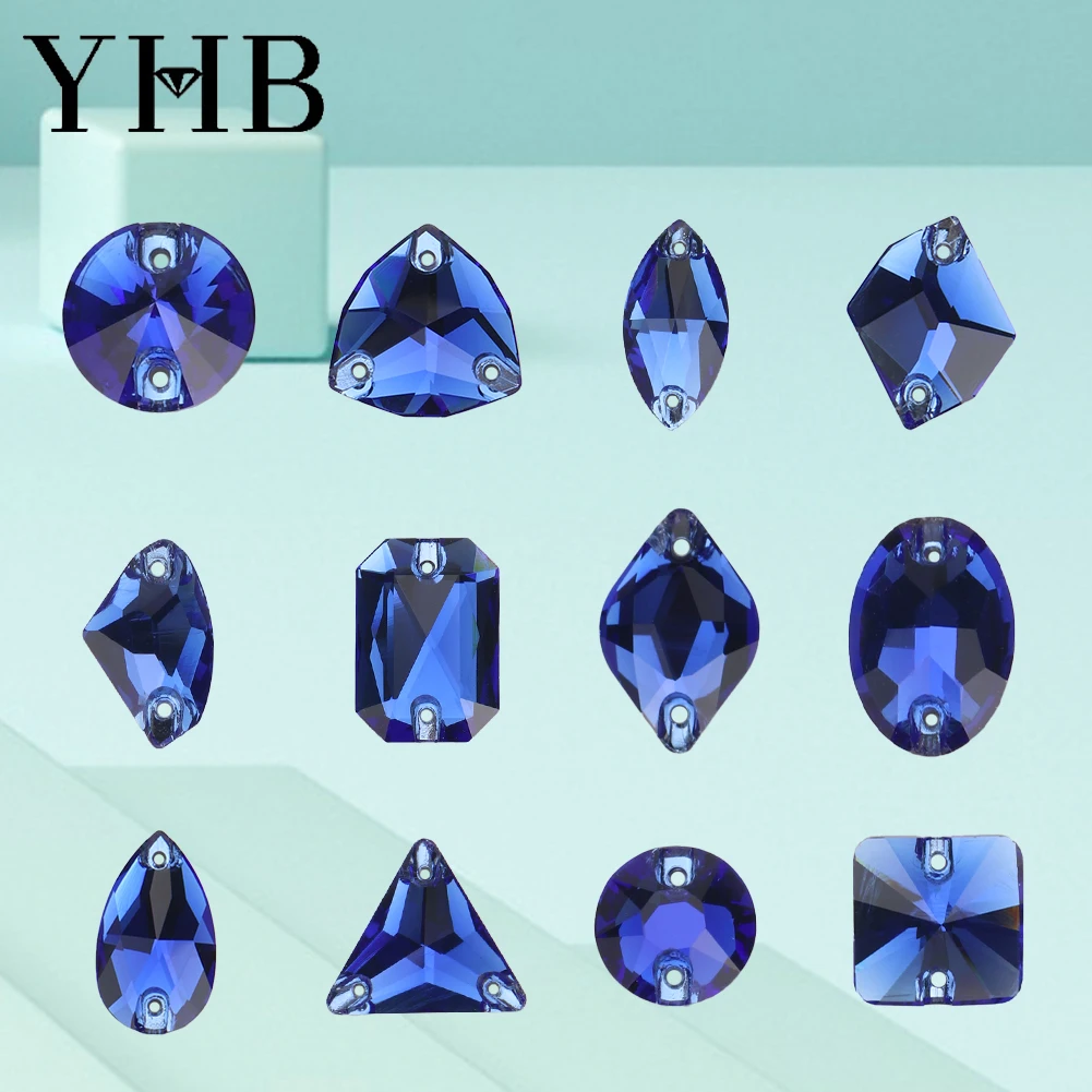 YHB T243 Capri Blue Comsic XIRIUS gota de cristal AB piedras de coser parte posterior plana coser en diamantes de imitación para prendas de vestir bolsas