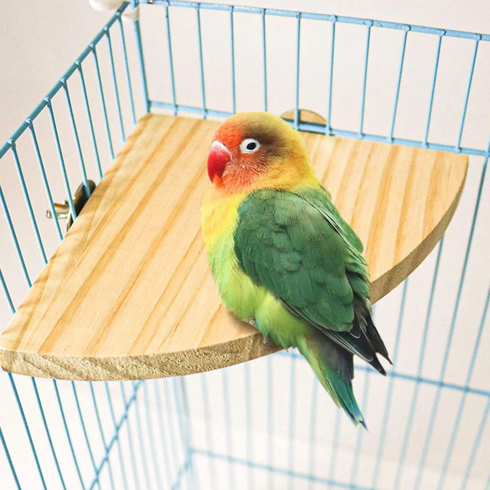 Parrot Bird Wood Perch Stand Platform Rectangle Fan-shaped Shelf Stand Board For Cockatiel Hamster Gerbil Rat Budgie Parakeet