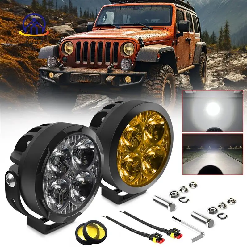 

A44F-3 Inch 90W LED Pods Cube With Amber Covers, Fog Light Pods LED Light Bar Offroad Driving Lights, Spot Flood Combo Light