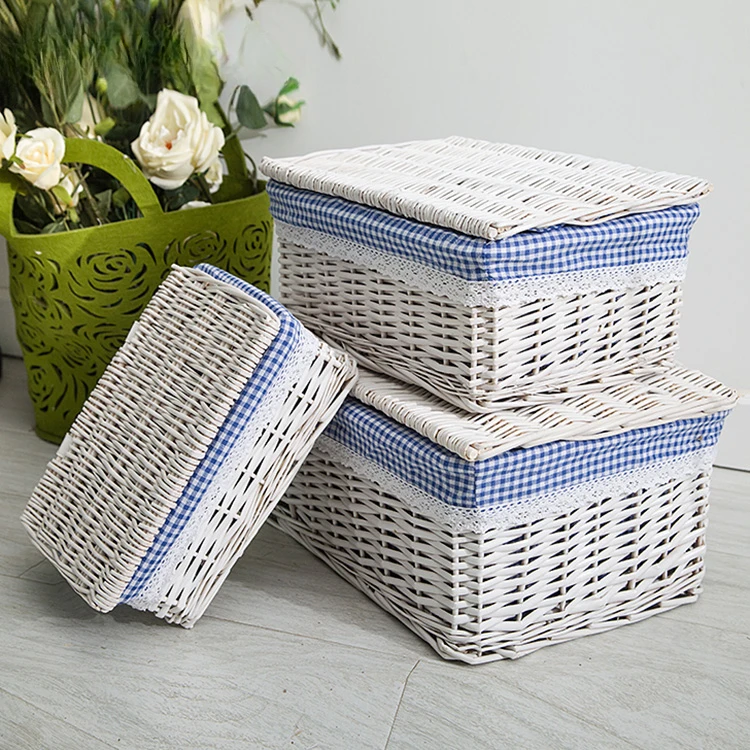 Storage box with lid, rattan weave sorting box, drawer, clothes and clothing storage box, willow weave Baina box, willow weave