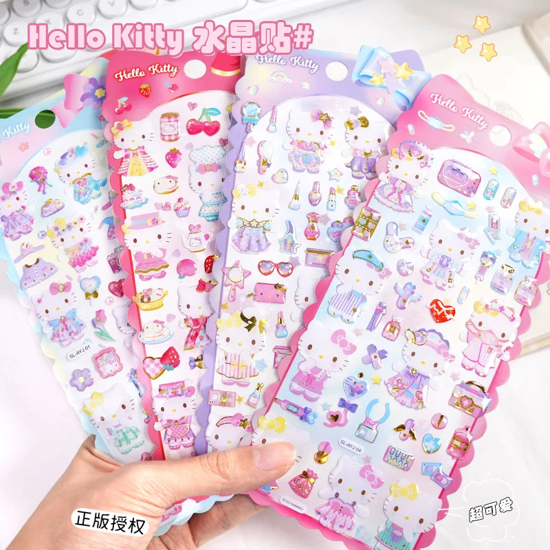 Imagem -02 - Sanrio Kitty Cinnamoroll Adesivos Gato Kawaii Scrapbooking Diário Faça Você Mesmo Adesivo 3d Decorativo Etiqueta Album Stick 20 Pcs por Lote