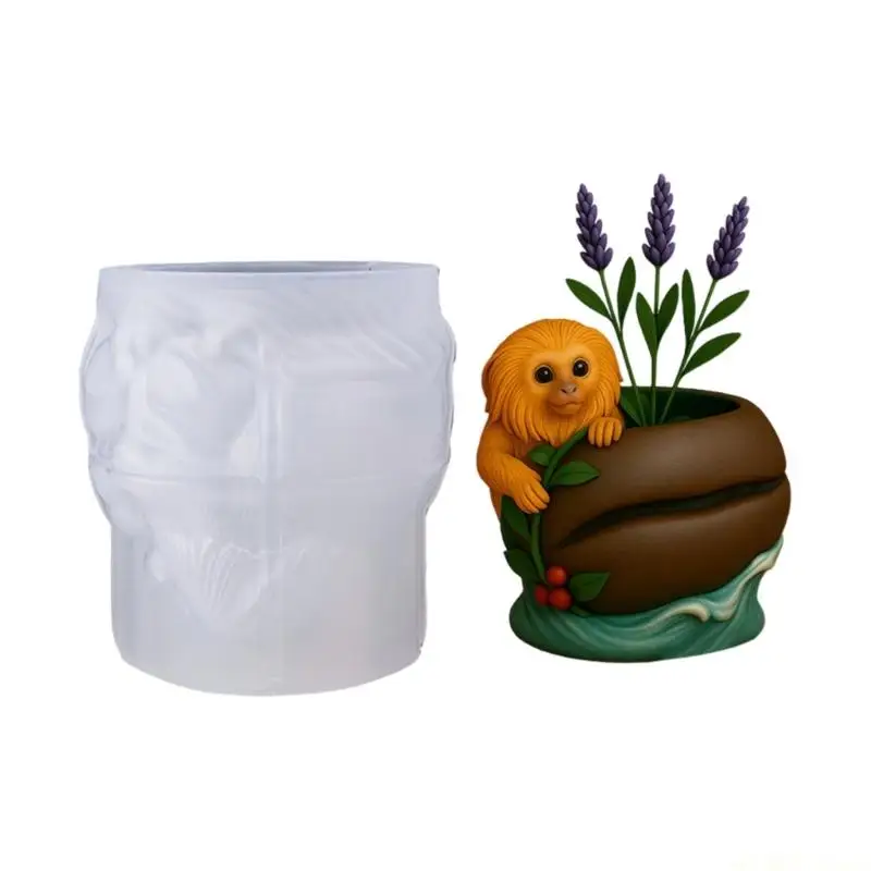 

D46E Гибкая силиконовая форма для плантатора обезьяны идеально подходит для изготовления цемента из смолы