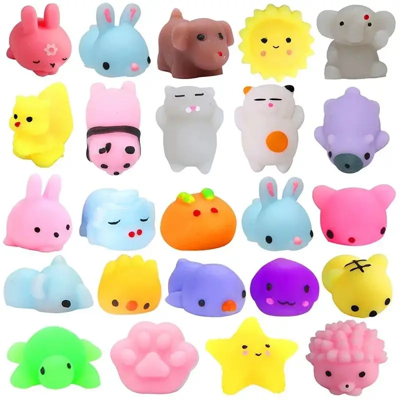 20Pcs Mini Cute Cartoon Animal Stress Relief Toys For Boys Girls Birthday Party Favor Piñata Filler Carnival Kids Party Supplies