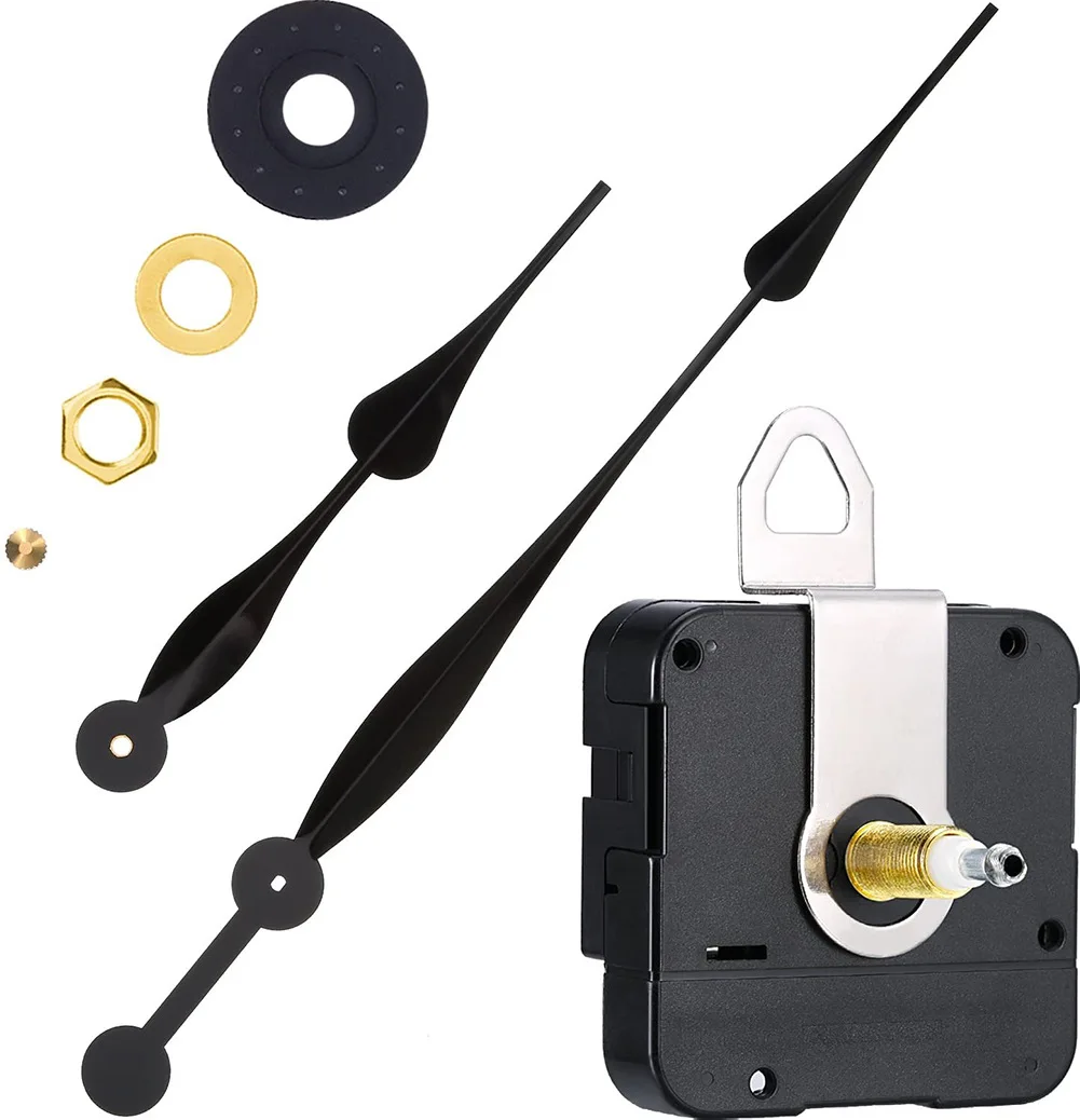 Mouvement Horloge Murale Quartz à Couple Élevé - Grandes Aiguilles Dorées 11,7 Mm - 305 Mm Noir