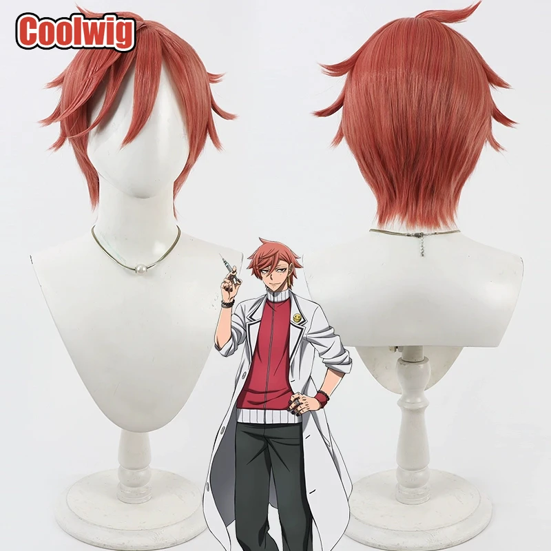 Coolwig Synthetic Hair Kyoya Oiranzaka Cosplay Wigs Tougen Anki Kyoya Oiranzaka 30cm Short Straight Red Men Wig Heat Resistant