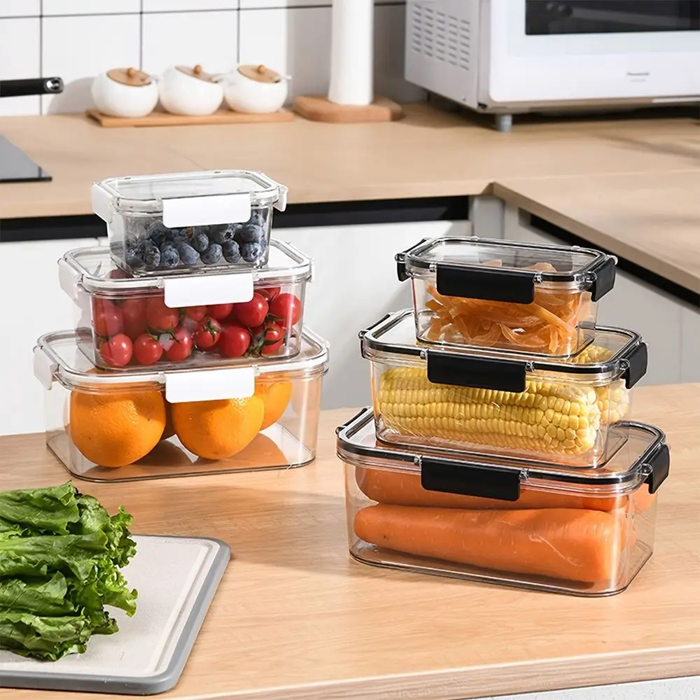 1Pcs S/M/L Refrigerator Frozen Crisper Kitchen Sorting Storage Box Plastic Rectangular Refrigerator Box with Lid Organizer