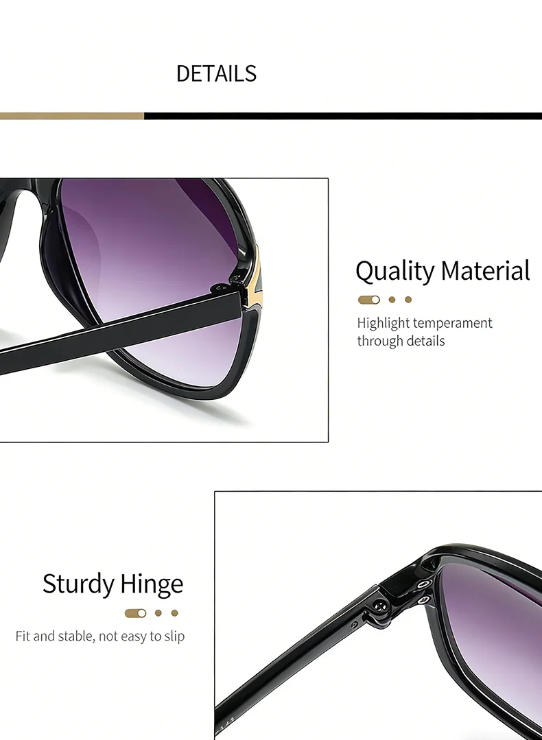 Neue modische High-End-Retro-Sonnenbrille mit Gesichtsverstärkung, kleiner UV-Schutz, der große Sonnenbrille für Damen 2605 fährt – Detail 19