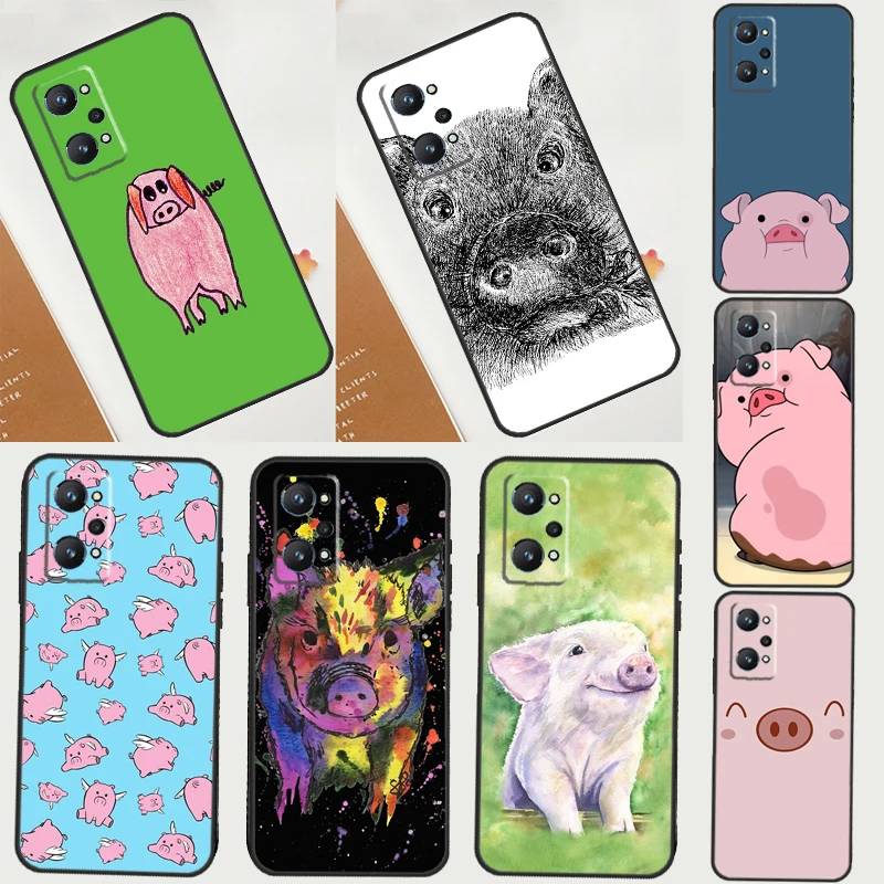 

Cartoon Pig Case For Realme C67 C75 C61 C55 C53 C51 C21Y C25S 10 11 12 13 14 Pro Plus GT 6T 6 5 GT7 Pro