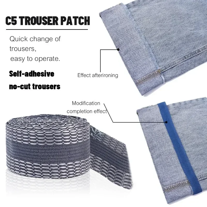 Self-Adhesive Pant Edge Shorten Paste Tape Iron-On Patch Hem for Pants Trousers Shorten Repair Fabric DIY Clothing Sewing Tools