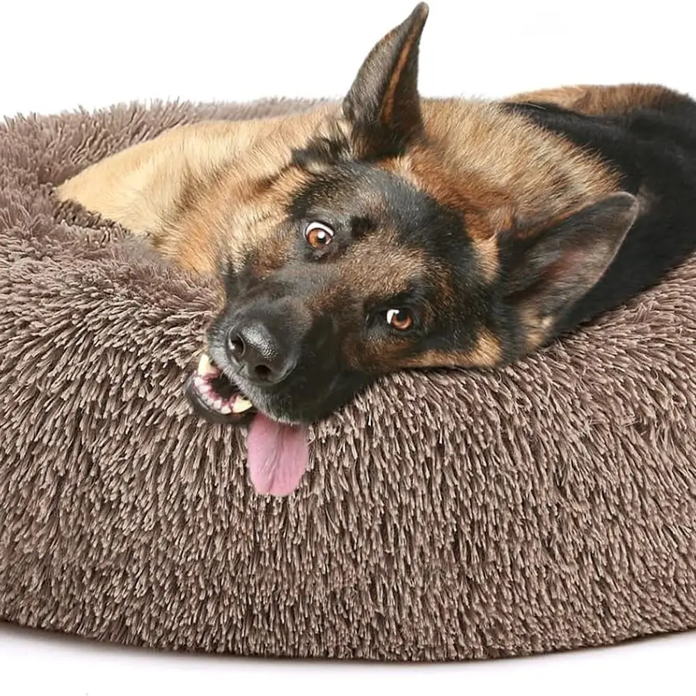 

Luxury Orthopedic Donut Dog Bed - Soft, Washable Cushion for Dogs & Cats, Various Sizes (36 x 36, Brown)