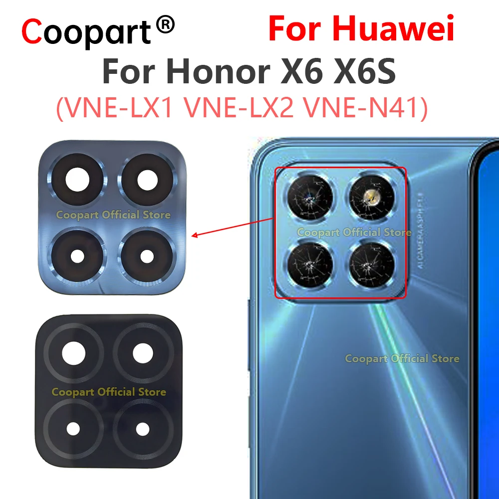 Coopart New Rear Back Camera Glass Lens For Huawei Honor X6 X6S X8 5G Replacement With Adhesive Sticker VNE-LX1 VNE-LX2 VNE-N41