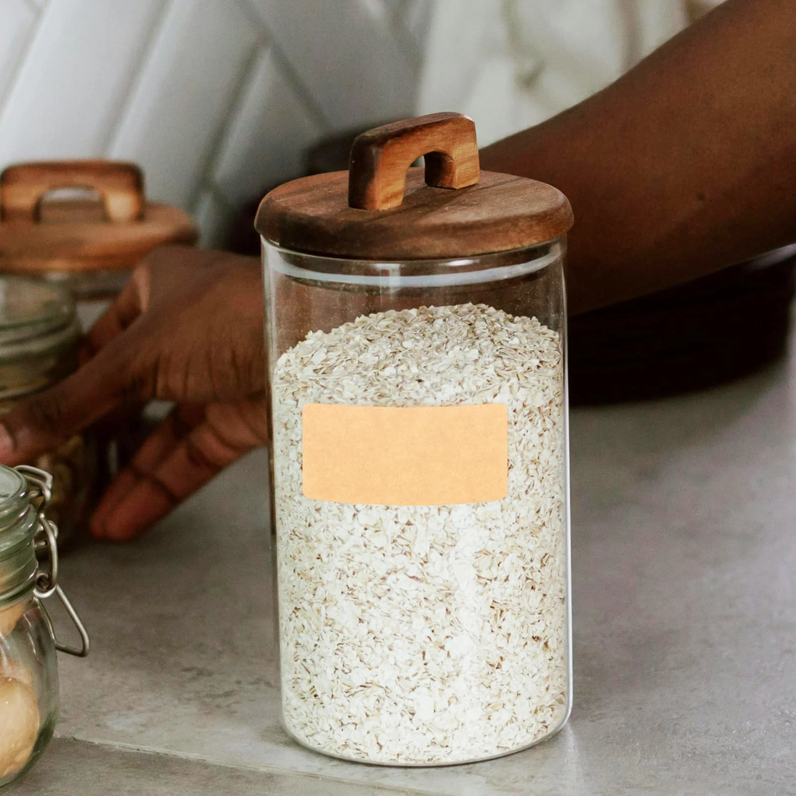 

150pcs Seasoning Jar Label Stickers Kraft Paper Adhesive Labels For Containers Storage Tote Moving Organization Name Tags Blank