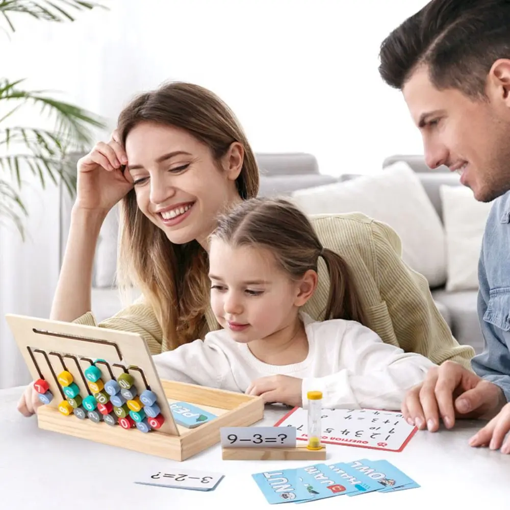 Houten Nummer Engels Dubbelzijdig Schaakpuzzel Montessori Logisch Denken Training Speelgoed Draagbare Cartoon Wiskunde Leermiddel