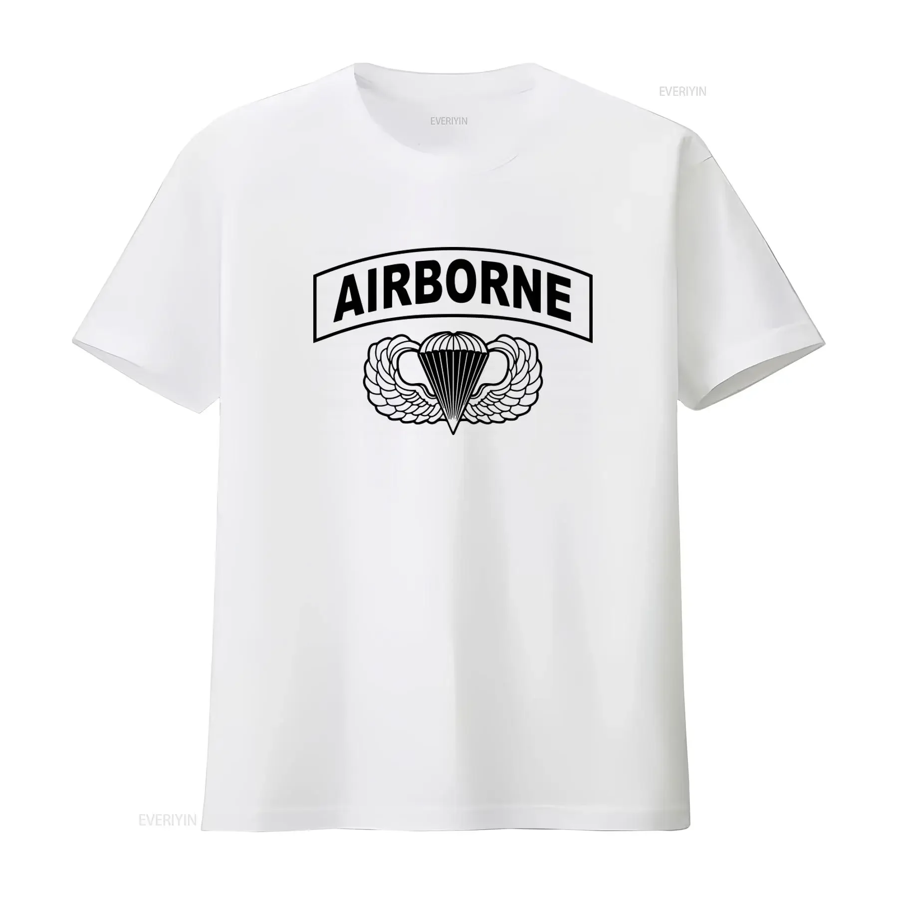 Airborne Hardcore Paratrooper Jump Wings 82nd 101st T Shirt Print Military Style vintage Washed Stretched Slightly fashion