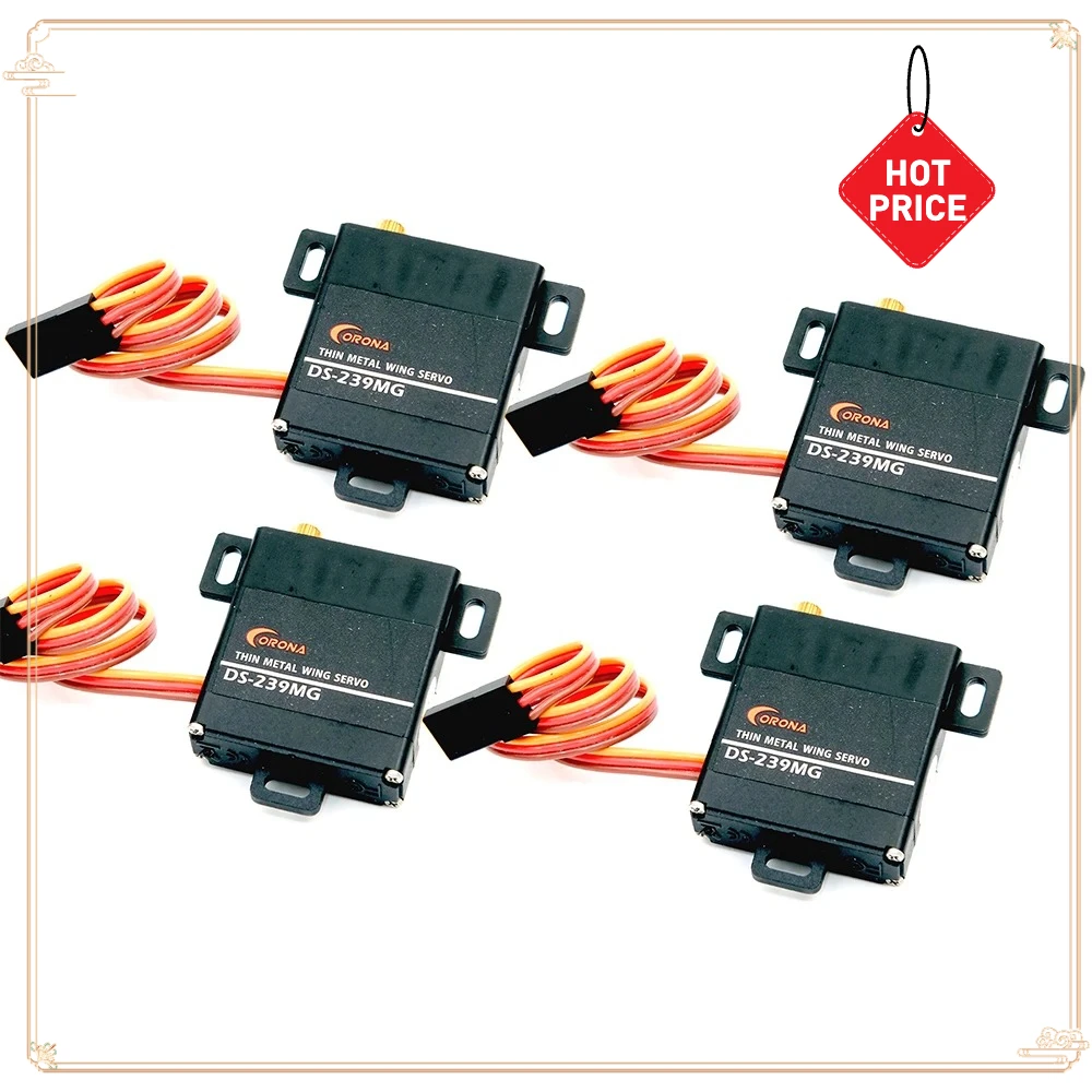 

Hot 4PCS Corona DS239MG DS-239MG Digital Slim Wing Servo (Metal Gear) 4.6kg / 0.15sec / 22g RC Glider Radio Control Model Servo