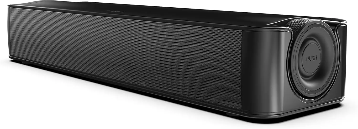 Bluetooth Sound Bar Speaker for Under Monitor, USB Powered, Black - 1 Pack