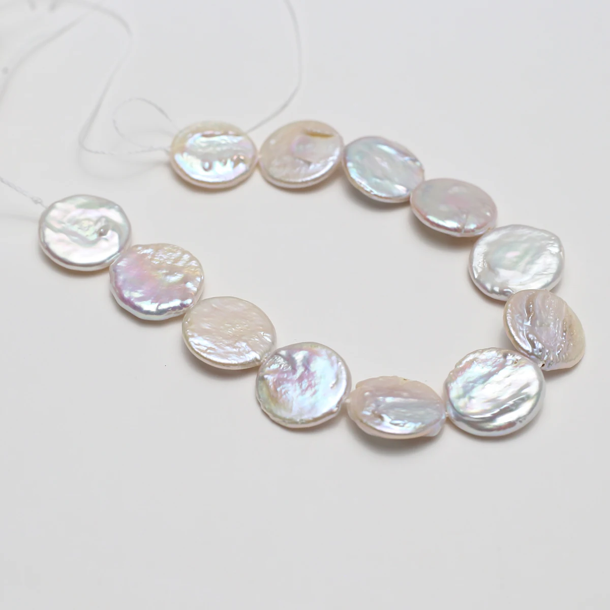 15x15 مللي متر الباروك لؤلؤ المياه العذبة الطبيعية عملة الخرز Charms DIY بها بنفسك النساء الرجال قلادة مستلزمات صناعة المجوهرات اكسسوارات 18 سنتيمتر