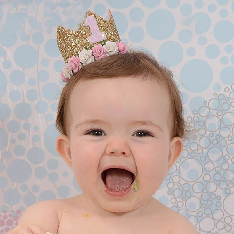 Baby Birthday Party Hat Princess Crown Headband 1 Year Birthday Decorations Baby Shower One 1st 2nd 3rd Birthday Party Supplies