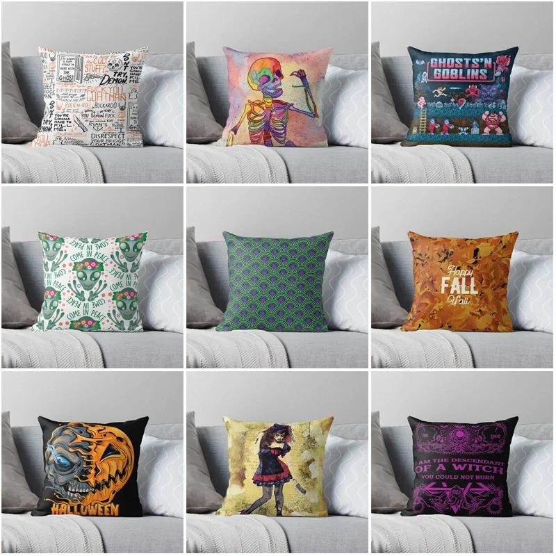 Decorative Home pillow case Cushion covers autumn 45X45cm nordic 40x40cm 50x50 60x60cm halloween 60*60color fear Skeleton funny