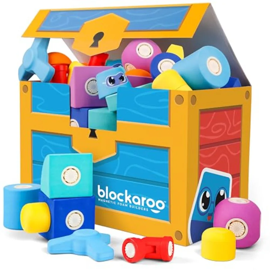 

Bath building blocks for preschool kids 3-5: magnetic foam, blue and green, waterproof and sensory-friendly with strong hold