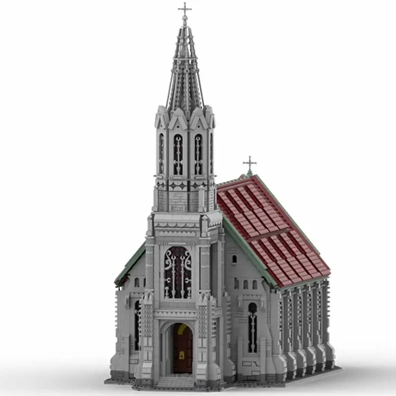 MOC Street View Model importer, Old Church in Small Town, Modular Technology Gifts, Assembler des jouets pour enfants, Imbibé, Vintage, Holiday