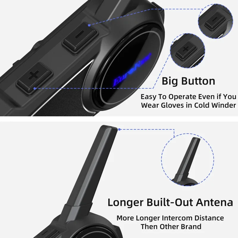 ملحقات خوذة الدراجة النارية مشاركة الموسيقى 6 راكب سماعة بلوتوث لاسلكية لاسلكية جهاز اتصال لاسلكي