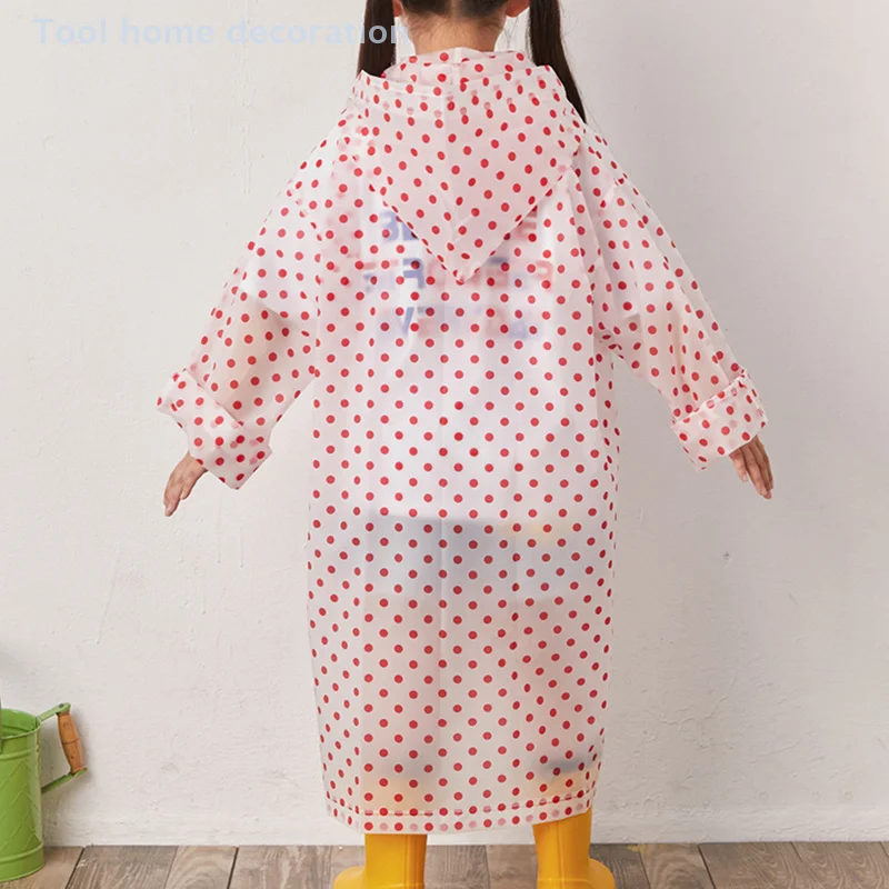 Dots Children Hooded Raincoat Portable Boys And Girls Rain Gear Buttons Rain Poncho Kids Waterproof Rain Cape