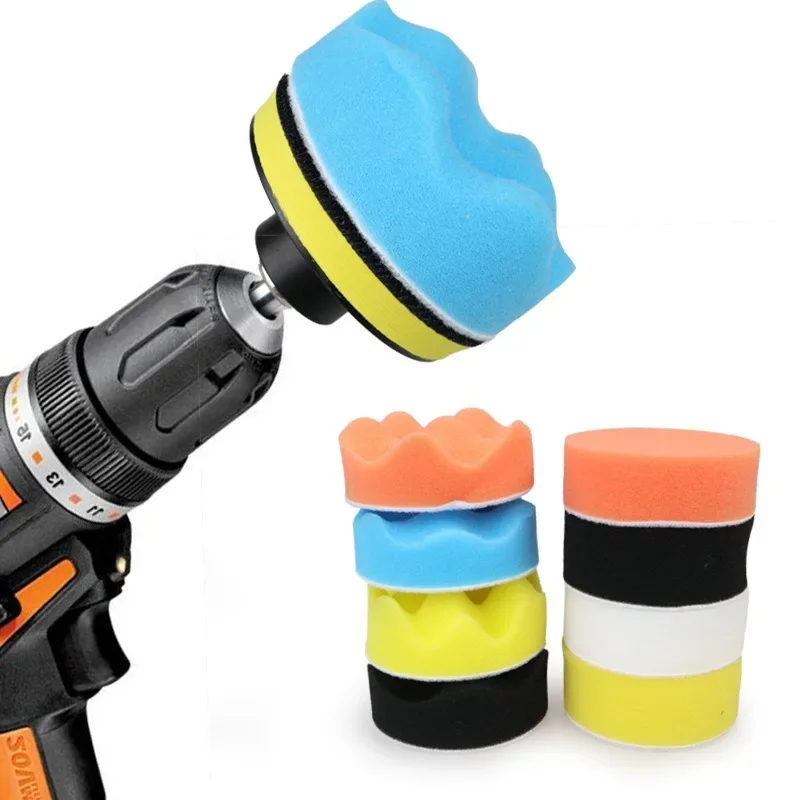 3inch 11pcs Car Beauty Set Electric Drill Polishing Sponge Plate Set Imitation Plush Waxing Angle Grinding Cleaning Sponge Wheel