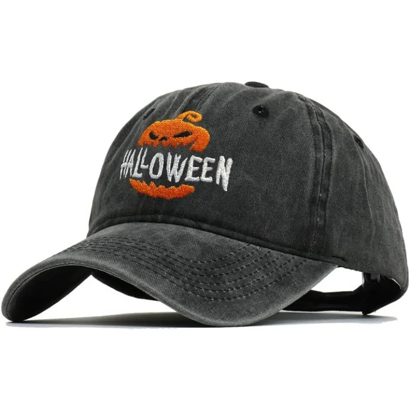 

Men's and Women's Embroidered Halloween Baseball Hats Retro Ghost Cowboy Hats Adjustable Pumpkin Dad