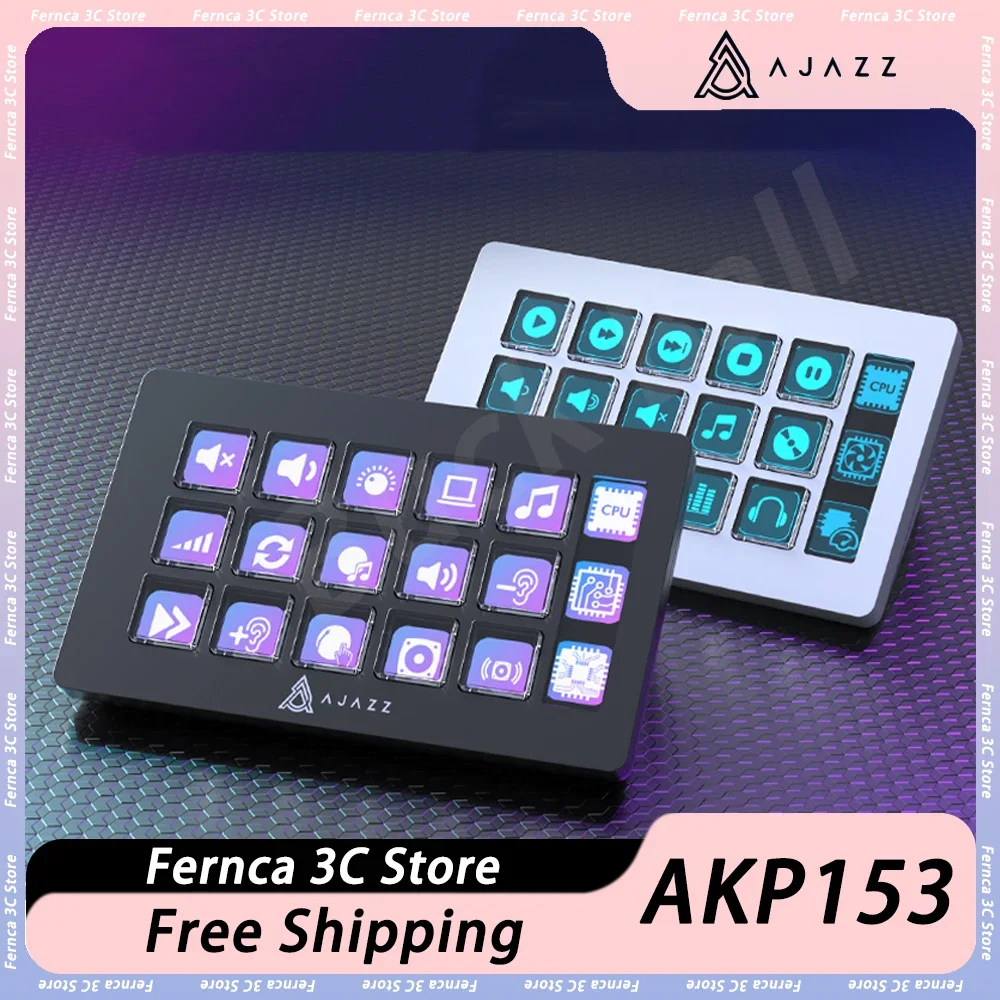 

Ajazz AKP153 Desktop Controller Wired Console Panel LCD Screen Programming Shortcut Key Keyboard Pc Gamer Accessories Office Mac