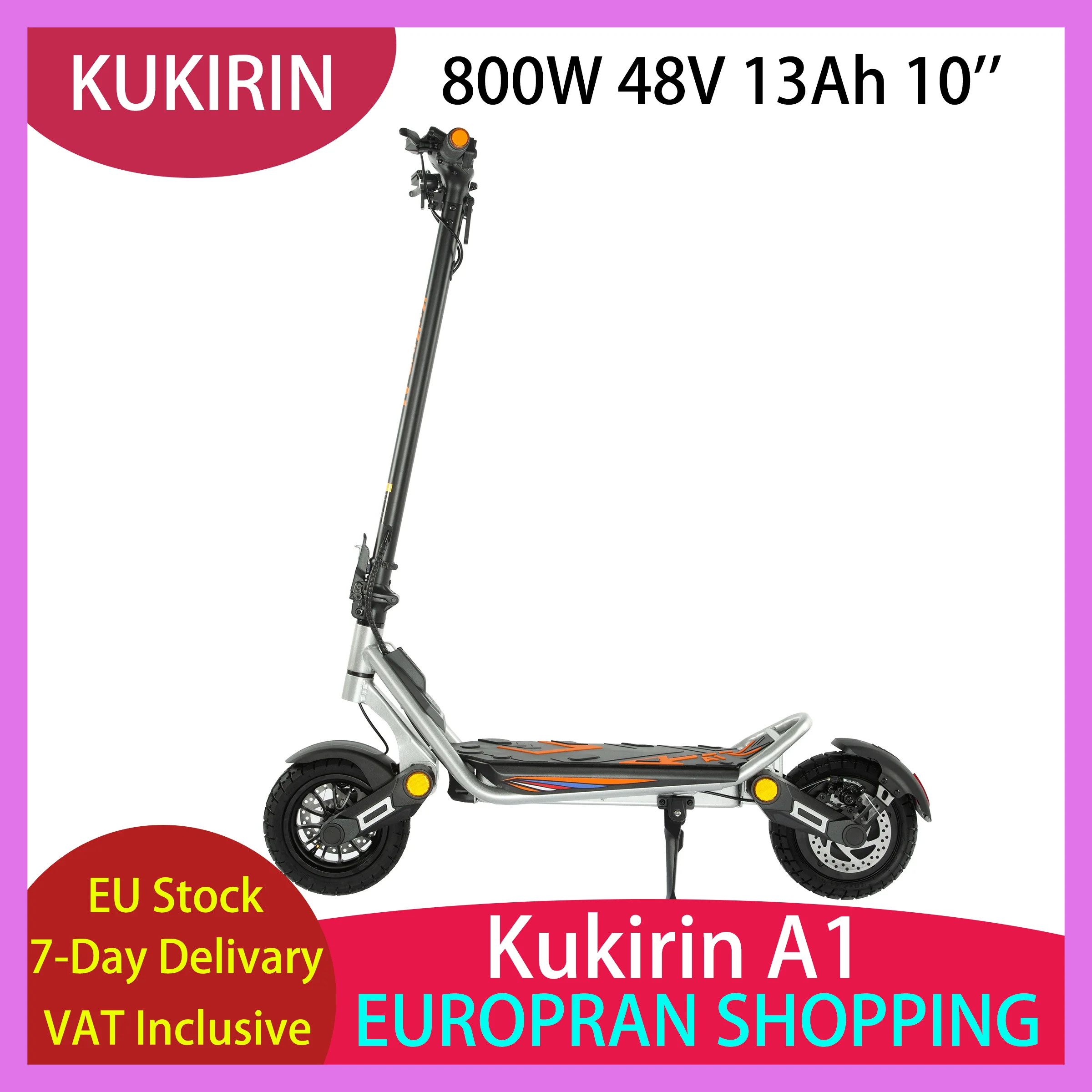 Scooter elettrico pieghevole Kukirin AI, batteria da 800 W 48 V 13 Ah, pneumatico da 10, velocità massima 45 km/h, portata 45 km, freno anteriore e posteriore adatto per adulti