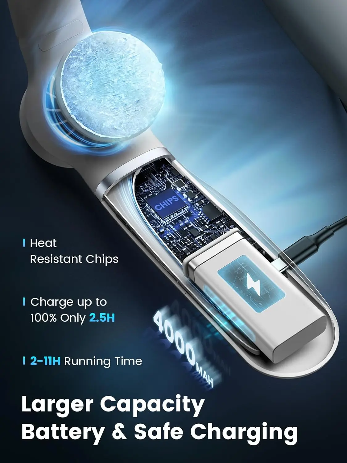 مروحة مكيف هواء محمولة للرقبة مع رقاقة تبريد، مروحة تبريد قابلة لإعادة الشحن بدون استخدام اليدين، مروحة شخصية منخفضة الضوضاء