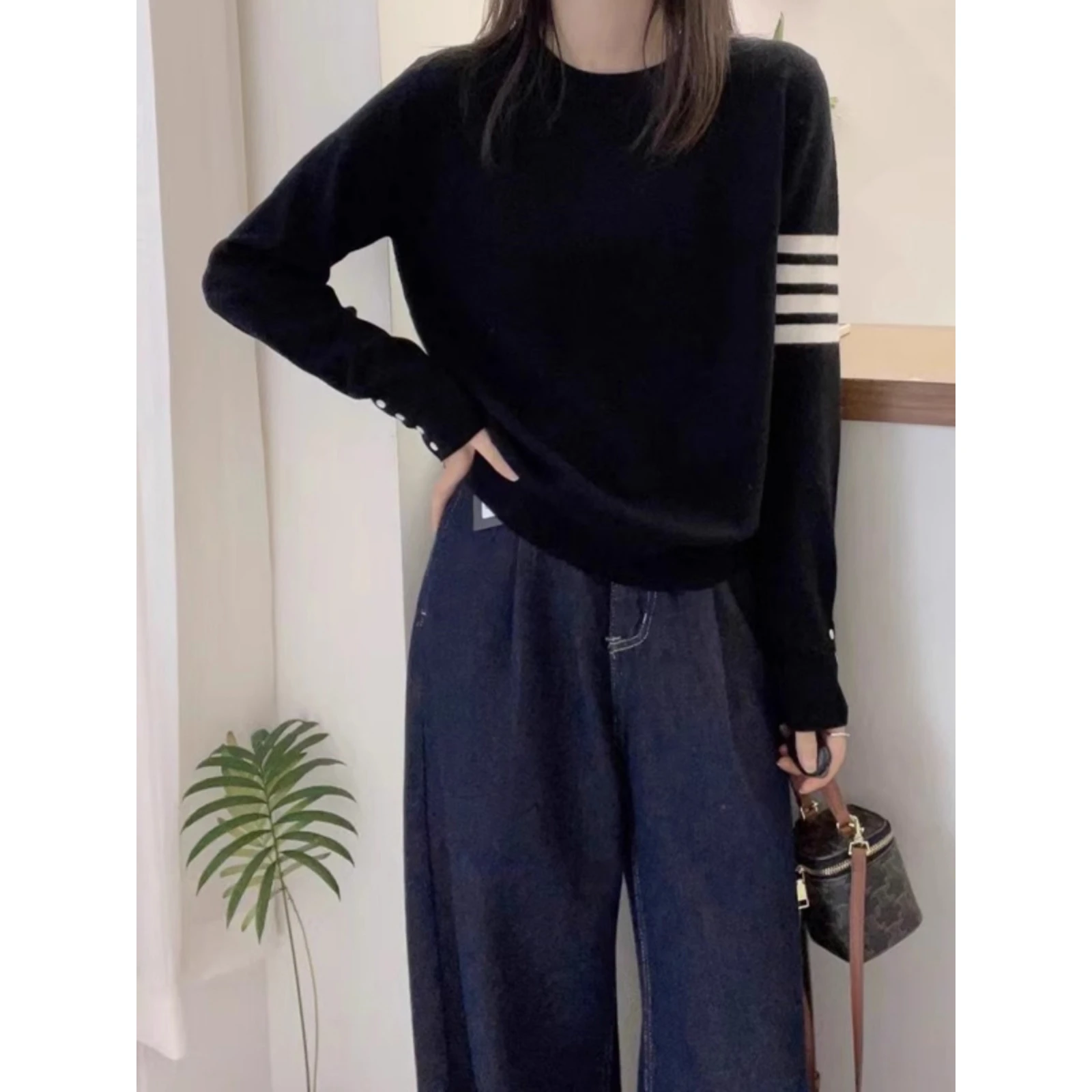 Fashionable Slim Fit Knitted Sweater Gentle Style Base Layer  Series Women's Premium European Goods Hangzhou Shishiqing
