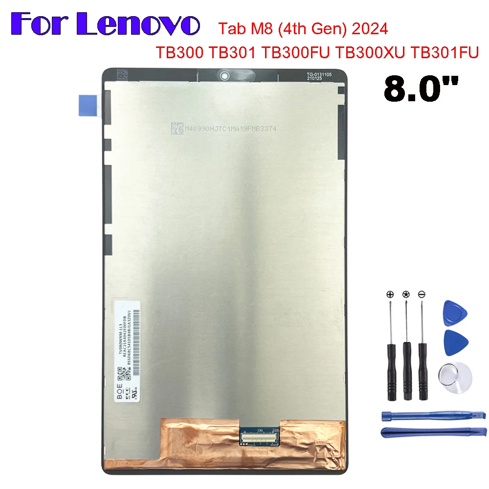 

For Lenovo Tab M8 4th Gen 2024 8.0" TB300 TB301 TB300FU TB300XU TB301FU LCD Display Touch Screen Digitizer Glass Assembly Repair