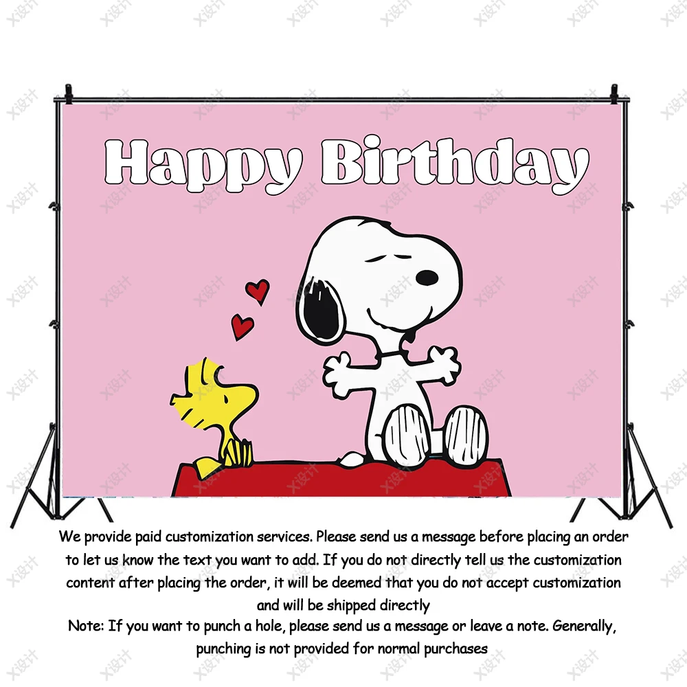 Cartoon Dog Snoopyed Theme Background Baby Girl Boy Birthday Party Banner Decorative Supplies Vinyl Photo Props Baby Shower Gift