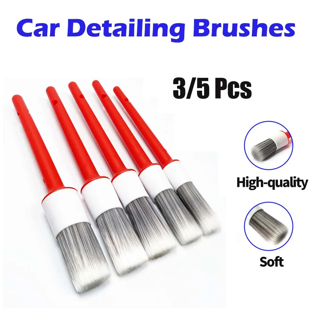 Aivc 3/5pcs Car Detailing Brushes Set Air Conditioner Vent Wash Cleaning Tools Dashboard Wheel Clean High-quality Soft Brush Kit