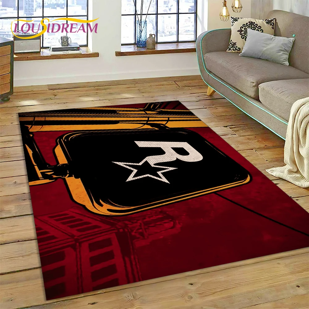 3D Rockstar Games Logo Gamer Carpet Rug for Bedroom Living Room Home Sofa Decoration,Children Play Large Decor Floor Mat Gift