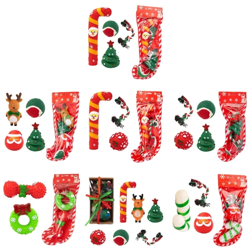 

Christmas Dog Toy Pack for Chewing Teething Dog Holiday Props Christmas Gift
