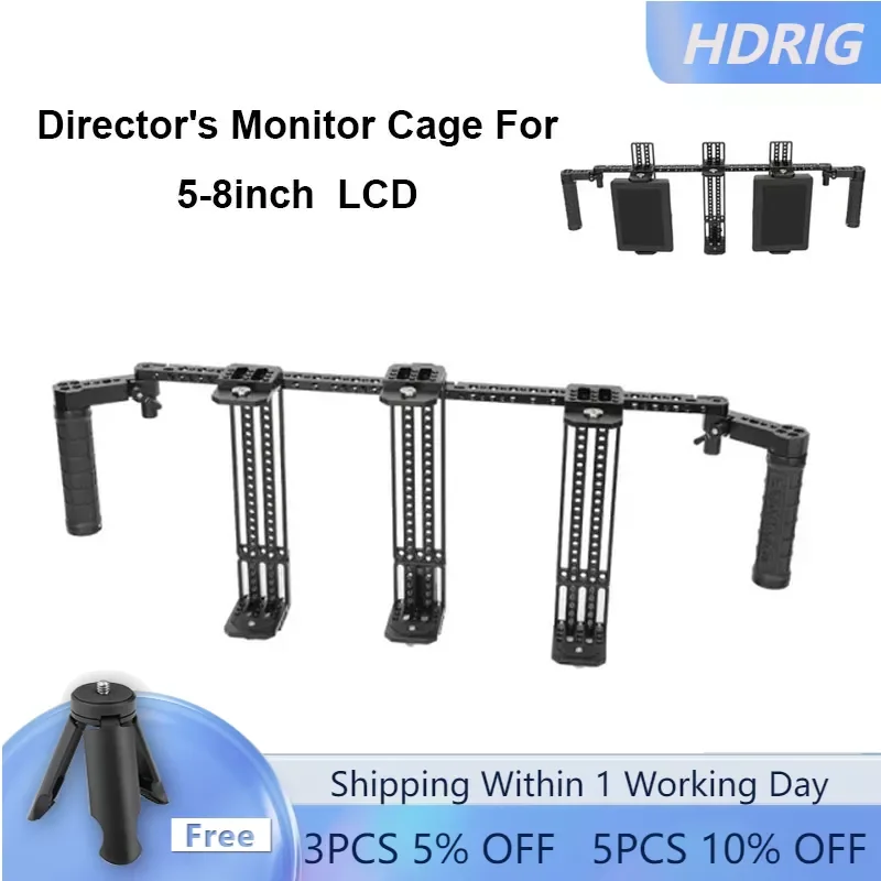 

HDRIG Director's Monitor Cage with Triple Adjustable Monitor Mount And Dual Rubber Handgrips For 5-8inch LCD Scree Monitor Cage